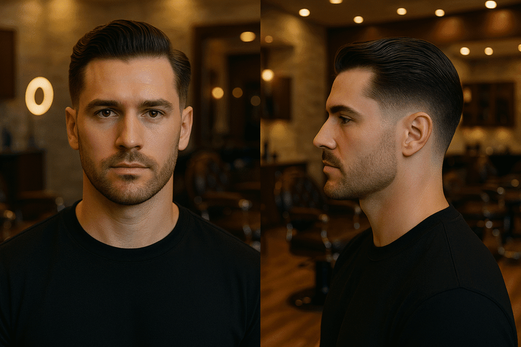 front and side angle of taper fade